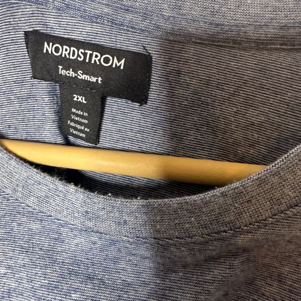 Nordstrom Tech-Smart Men's 2XL‎ Heathered Blue T-Shirt Cotton Blend - Picture 2 of 4